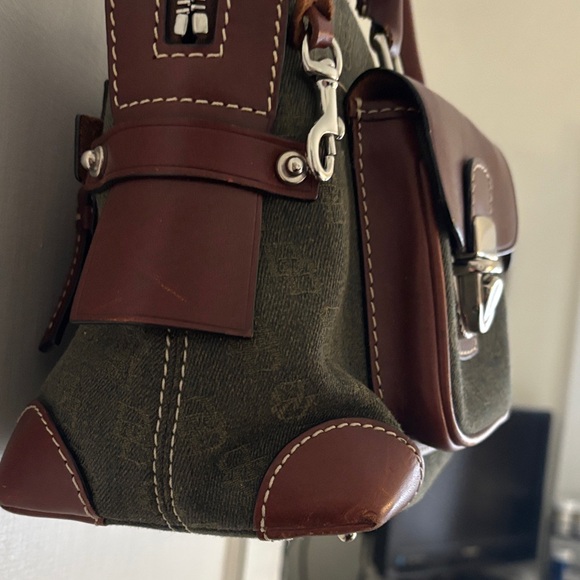 Vintage Doony & Burke Olive Green and Brown Women's Satchel Handbag w coin purse - Picture 3 of 6
